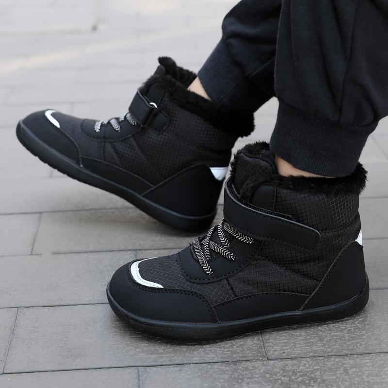 2025 Зимняя детская обувь Плюшевая Водонепроницаемая ткань Нескользящая Обувь для мальчиков и девочек Резиновая подошва Зимние ботинки Модные Теплые Уличные ботинки