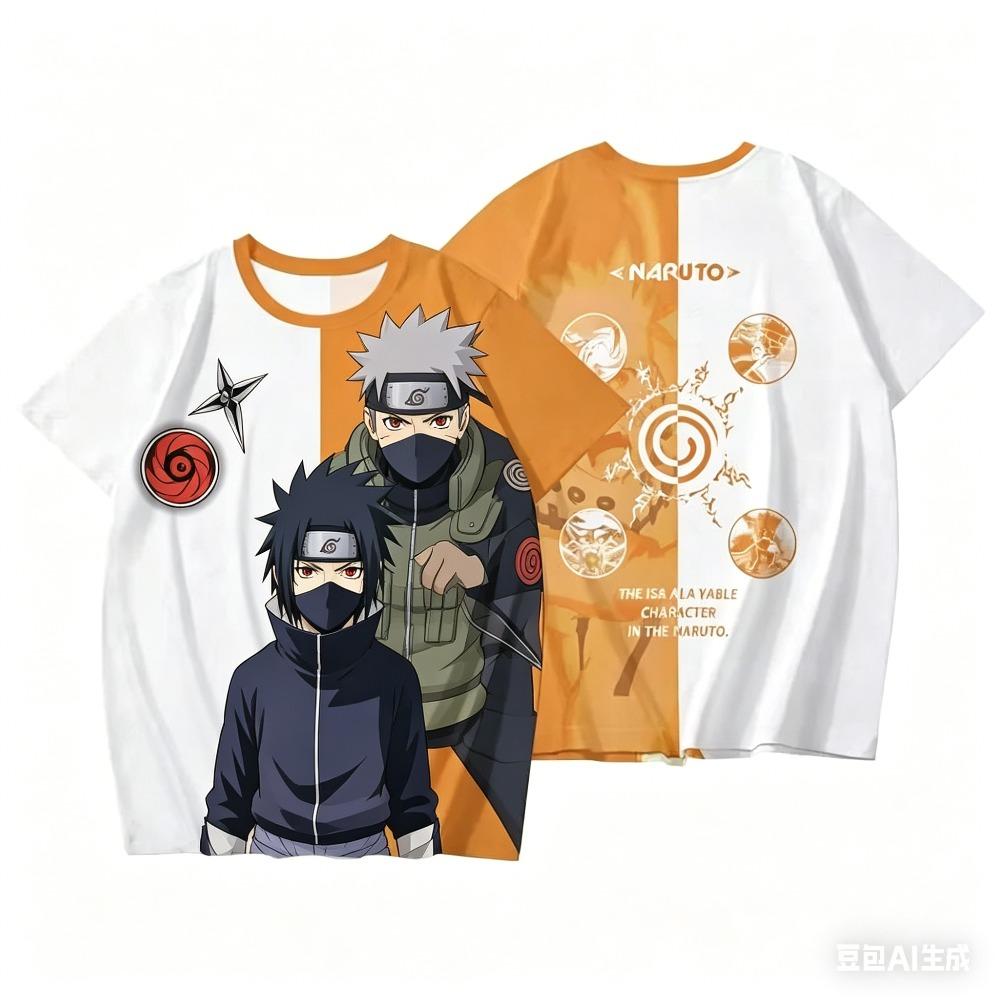 Naruto Cosplay Neutral 3D Printed Men's Fashionable Streetwear T-shirt Top Summer Casual Loose Breathable Short Sleeved Shirt