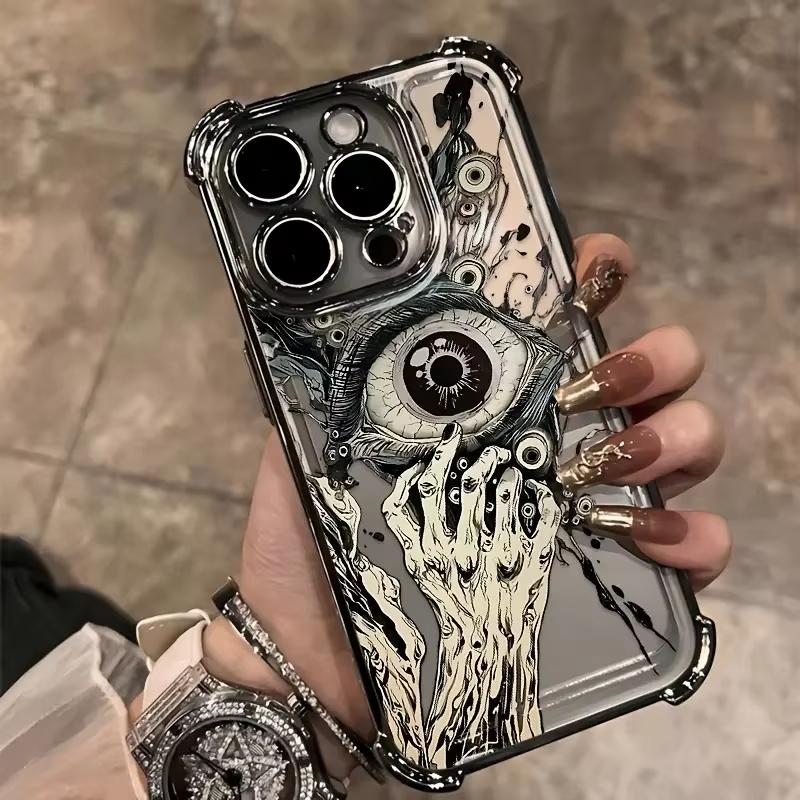 Popular Scary Evil Eye Plating Phone Case For iPhone 17 16 15 14 13 12 11 Pro Plus Max 17 Air X XR XS Shockproof Bumper Cover