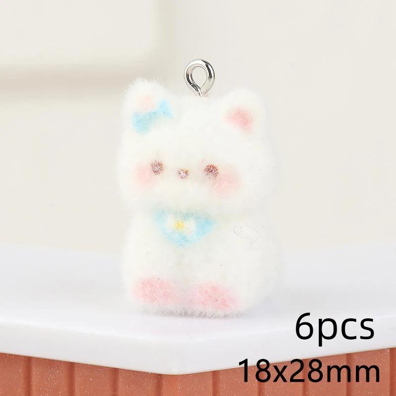 6 шт. Мультяшный flocked смоляной кот-шарм Милый 3D котенок-подвеска Аксессуар для изготовления бижутерии своими руками Для брелка телефона Сумки Украшение