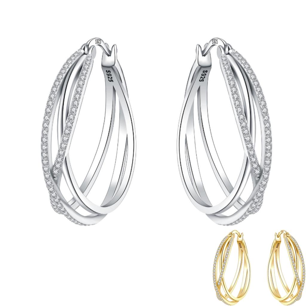 925 Sterling Silver Curve Weaving Large Circle Series Earring Jewelry Versatile Hoop Earrings for Women Jewelry Fine Gifts