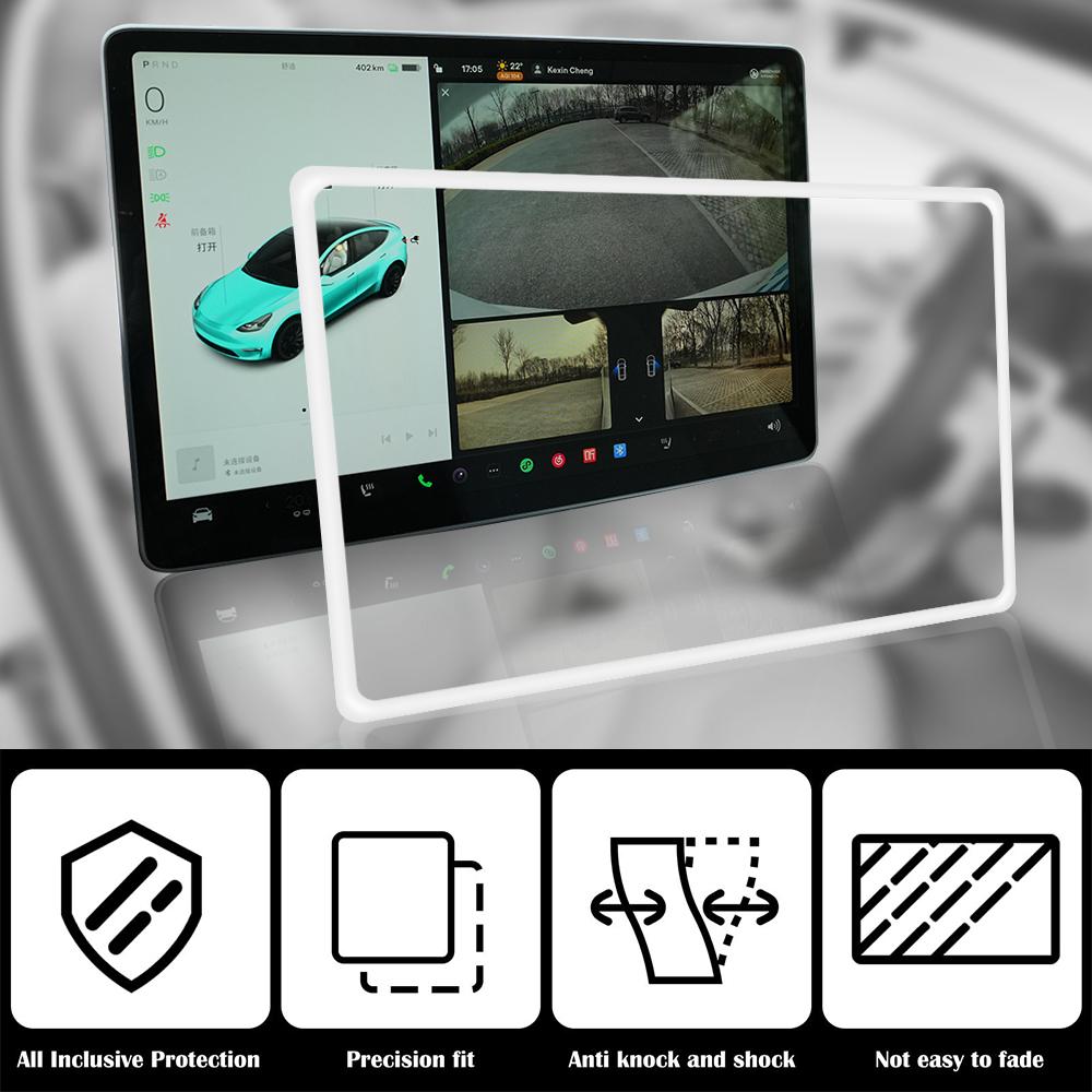 For Tesla Model 3 Y Silicone Car Accessories Central Control Frame Edge Cover Navigation Screen Protector