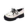 Thick Sole Loafers Women's College Style Retro Lace Up Small Leather Shoes Soft Sole Single Shoe Round Toe Platform Shoes Women