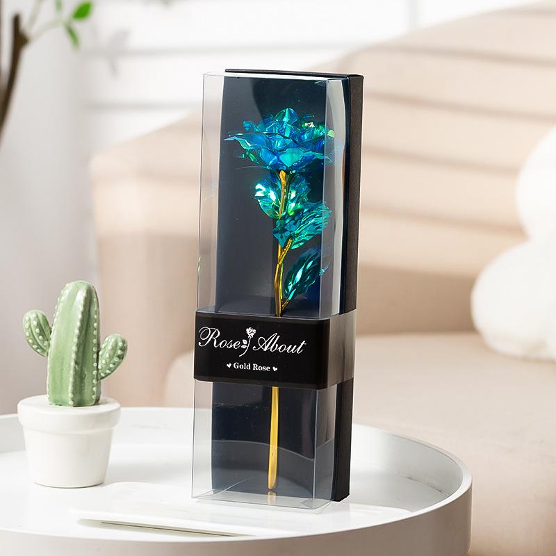 Подарок на День святого Валентина для девушки Вечный цветок Цветная фольга Роза в коробке Искусственный цветок День матери Свадебные сувениры