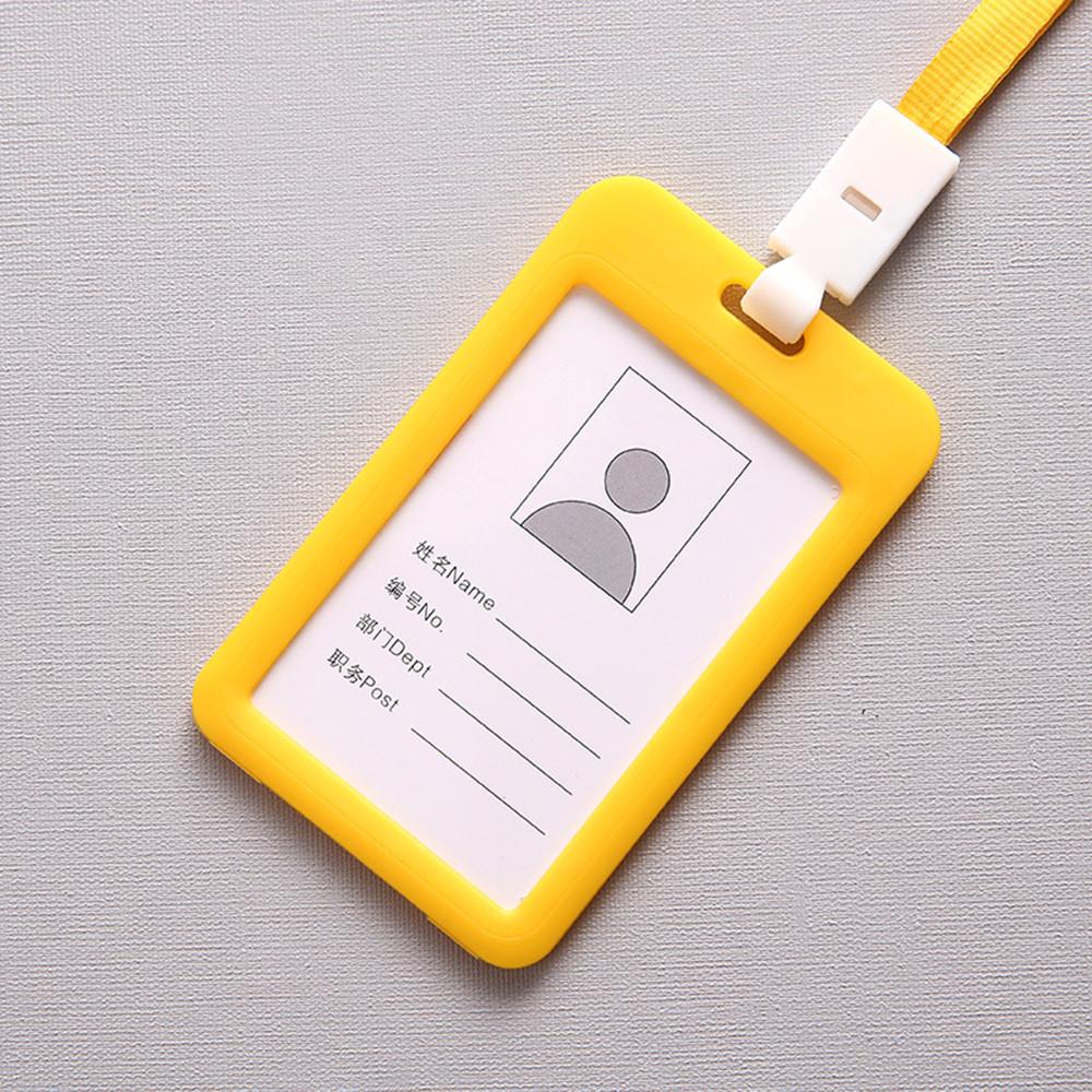 Portable Colorful Employee Plastic ID Card Holder Name Tag Lanyard Neck Strap