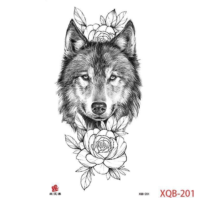 1PCS Waterproof Tattoos Temporary Tattoo Sticker Flowers Rose Body Tattoos for Women Art Arm Hand Tattoos Wolf Tiger Lion Painting Tatoos
