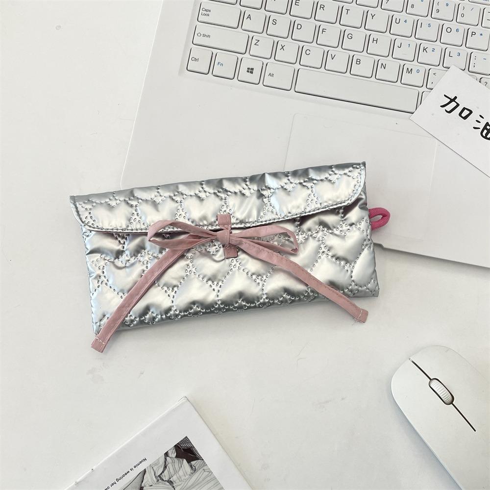 PU Leather Pen Bag Quilted Cosmetic Bag Cute Pen Pouch  Girls Gift