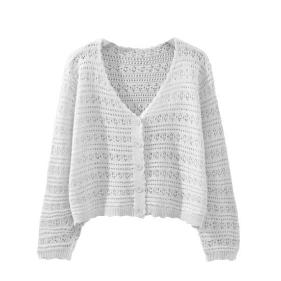 Женский пляжный crochet-вязаный кардиган-накидка в стиле бохо с вырезами, длинный рукав, на пуговицах, летние рубашки для защиты от солнца
