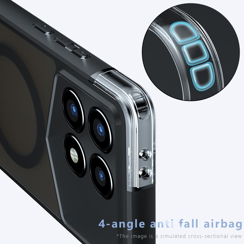 Для Xiaomi Redmi K70 K70E Poco F6 X6 Pro Чехол Матовый Magsafe Ударопрочный Встроенные Уголки с Воздушной Подушкой Нежелтеющий Материал Мягкая Обложка