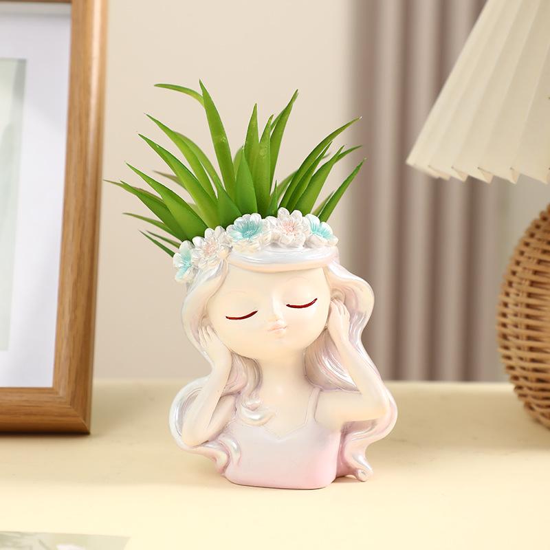Artistic Resin Succulent Pot - Living Room Decor & Garden Ornament - Perfect Birthday Gift