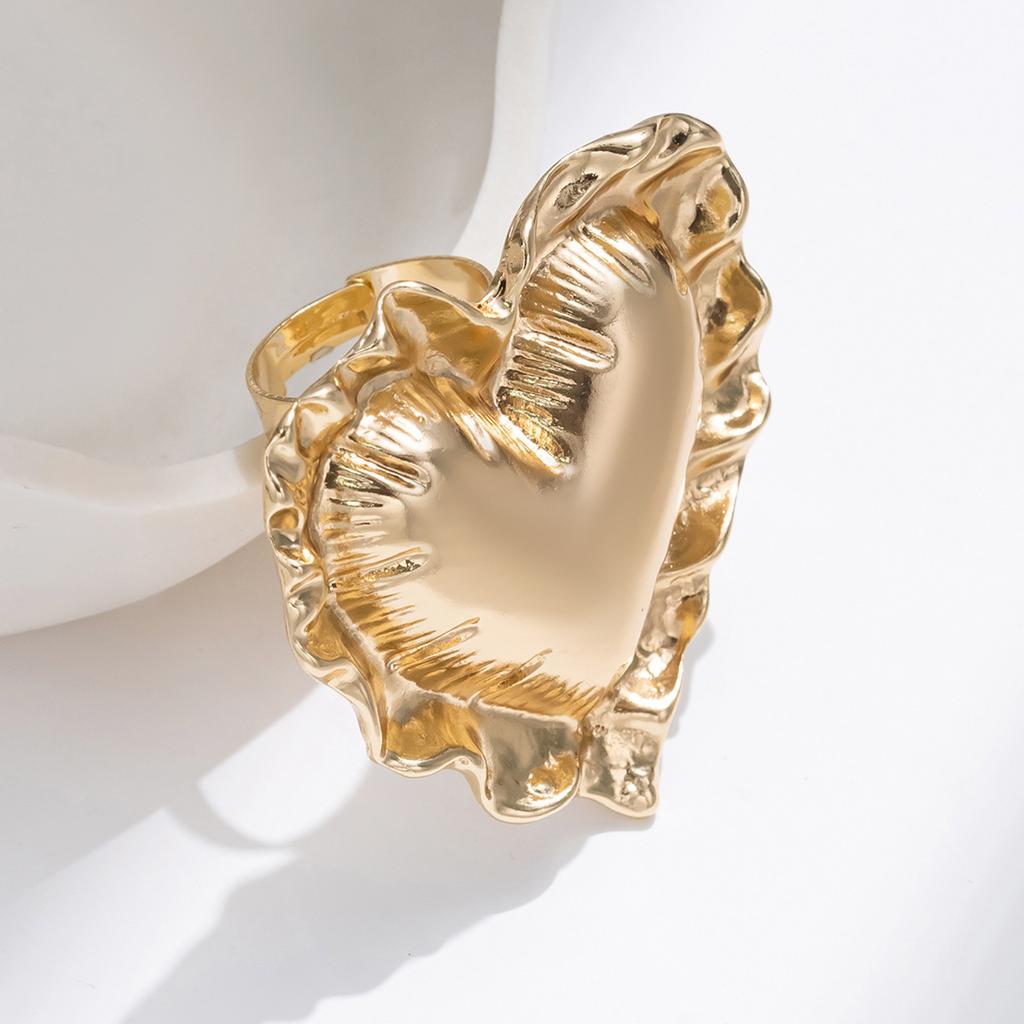 Love ring European and American retro jewelry exaggerated pleated lace adjustable open ring