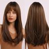 Synthetic Wigs Long Medium Straight Wig with Bangs Brown Wig for Woman Daily Usage Party Cosplay Heat Resistant Fiber