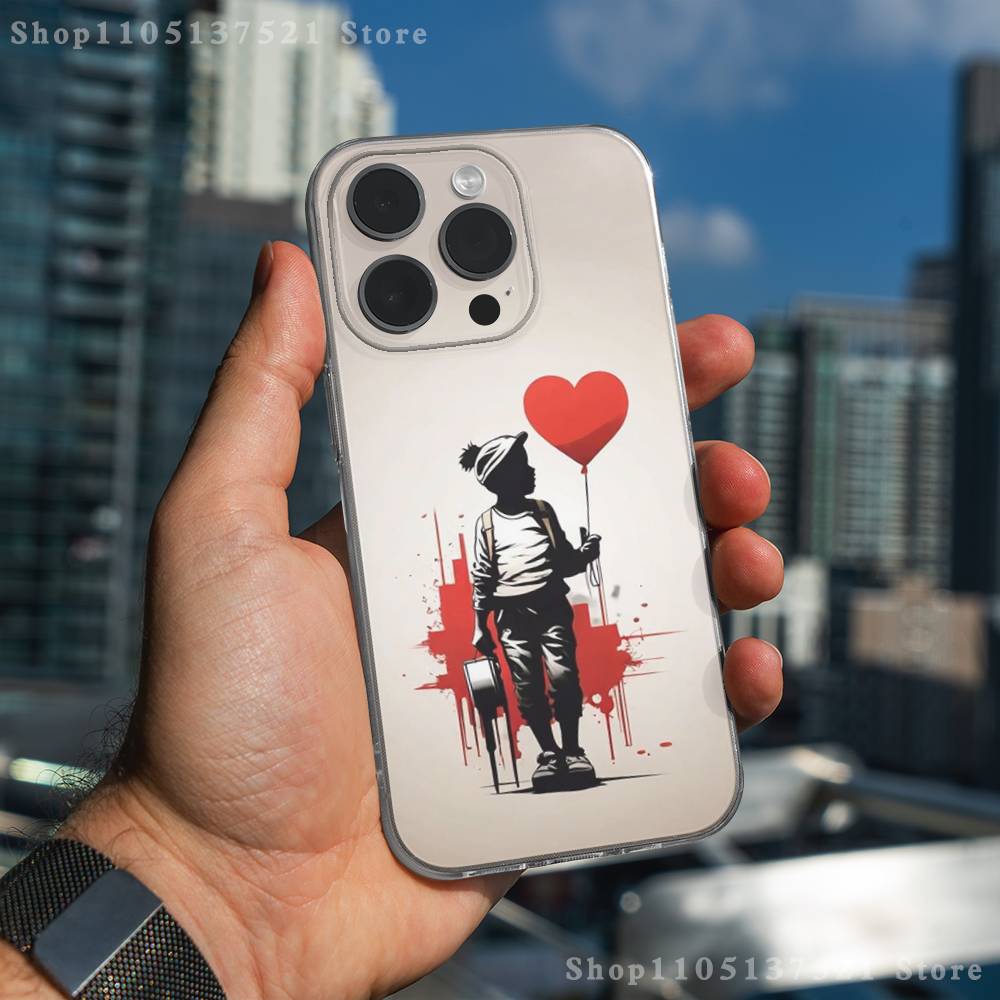 Graffiti B-Banksyes Artist Phone Case For iPhone 17,16,11,15,13,14,12,Air,Mini,Plus,Pro,Max,Plus,E Clear Soft Shell