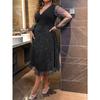 Spring and Summer Women's Dress Mesh Splicing V-neck Long-sleeved Plus Size Dresses