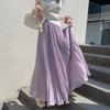 2025 Women New Summer Skirts Chiffon Solid Elastic Waist Pleated Mesh Elegant Skirts