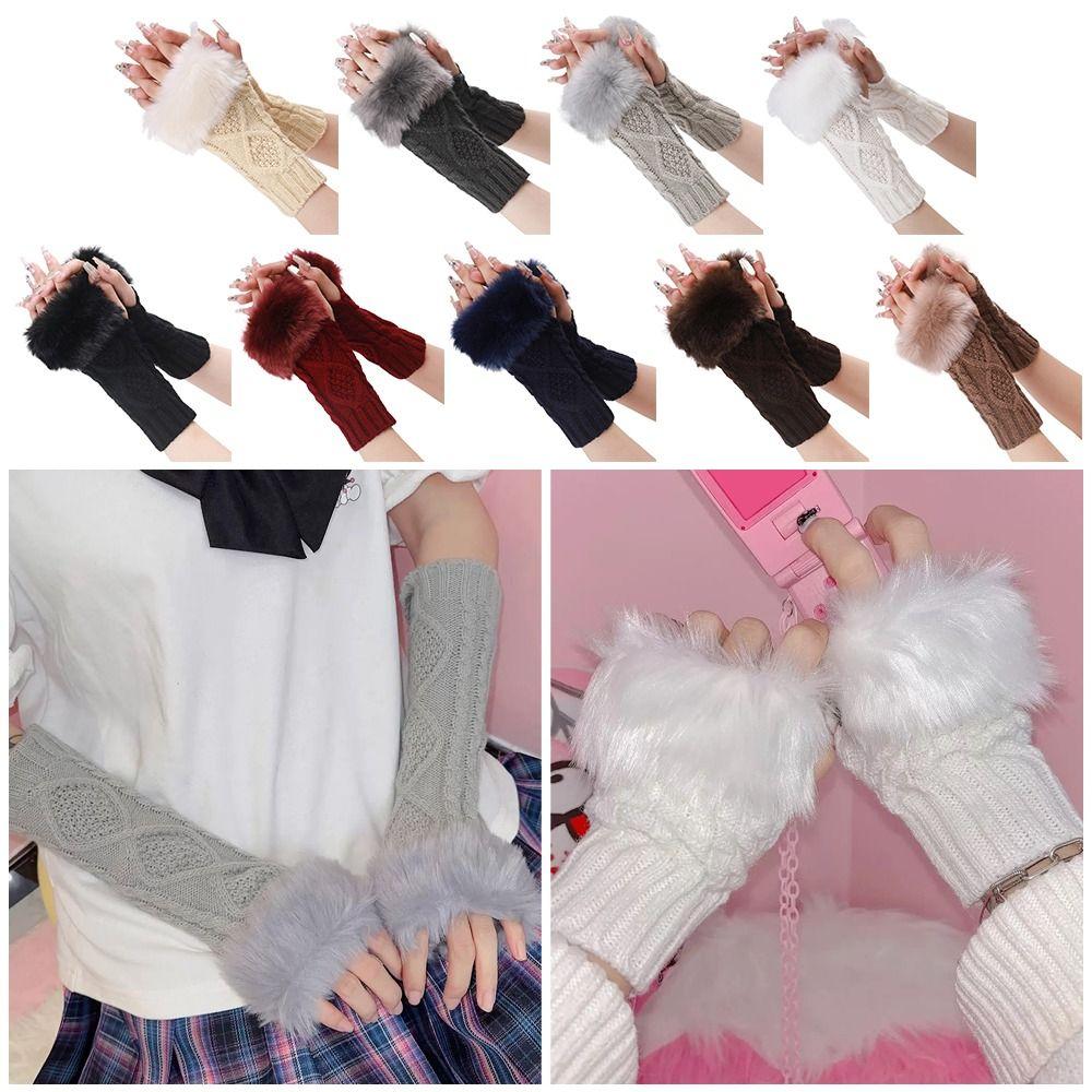 Twist Fingerless Gloves Thick Women Gloves Twist Long Knitted Gloves Women Girls