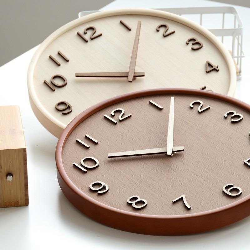 Japan Style Noiseless Wooden Wall Clock Simple Retro Decorative Timepiece for Living Room Home Decor Brief Wood Watch