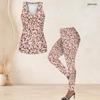 Women Plus Size Floral Printed Two Piece Set Scoop Neck Sleeveless Longline Tank Top Fitted Pants