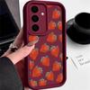 Чехол с изображением клубники для Samsung S25 S24 Fe S23 Ultra A55 A53 A35 A15 A06 A16, ударопрочный мягкий силиконовый защитный чехол для объектива цвета конфет