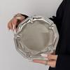 Silver Color Stainless Steel Cake Tray Mirror Surface Jewelry Storage Organizer  Photo Props
