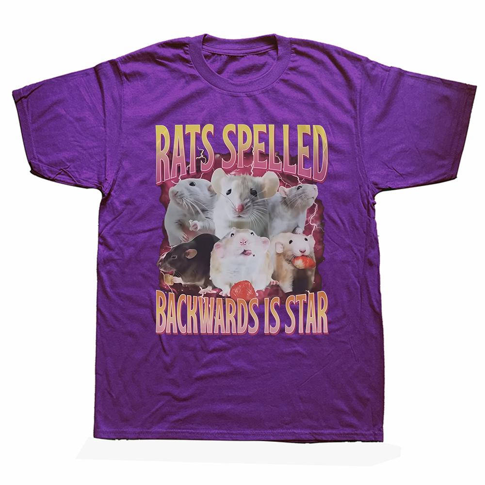 Funny Rats Spelled Backwards Is Star Printed T-shirts Fashion Short Sleeve T Shirt Casual T-shirt Streetwear Y2K Unisex