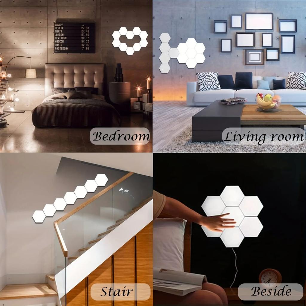 Hexagonal Touch LED Wall Light - Neutral White Night Light Energy-Saving 6-Pack