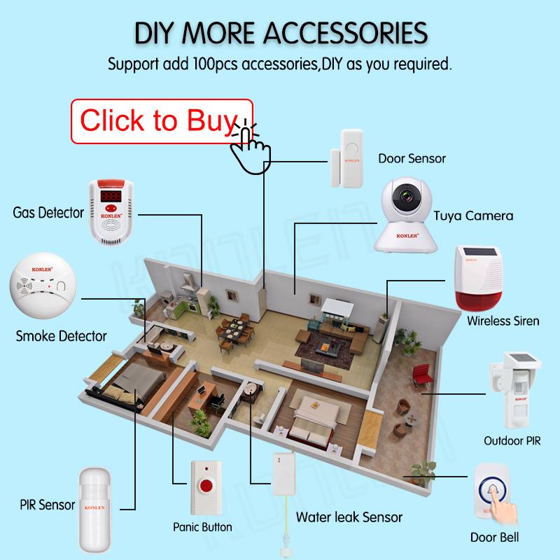 Tuya Smart Alarm System Security Home WIFI 4G GSM Touch Screen Panel Hub Wireless Kit with Camera Solar Siren Motion Door Sensor