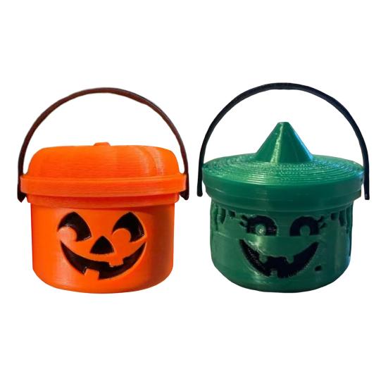 Ведро для тыквы на Хэллоуин Миниатюрный дизайн Тыква Оранжевое ведро Мини-контейнеры для хранения Праздничное украшение на Хэллоуин