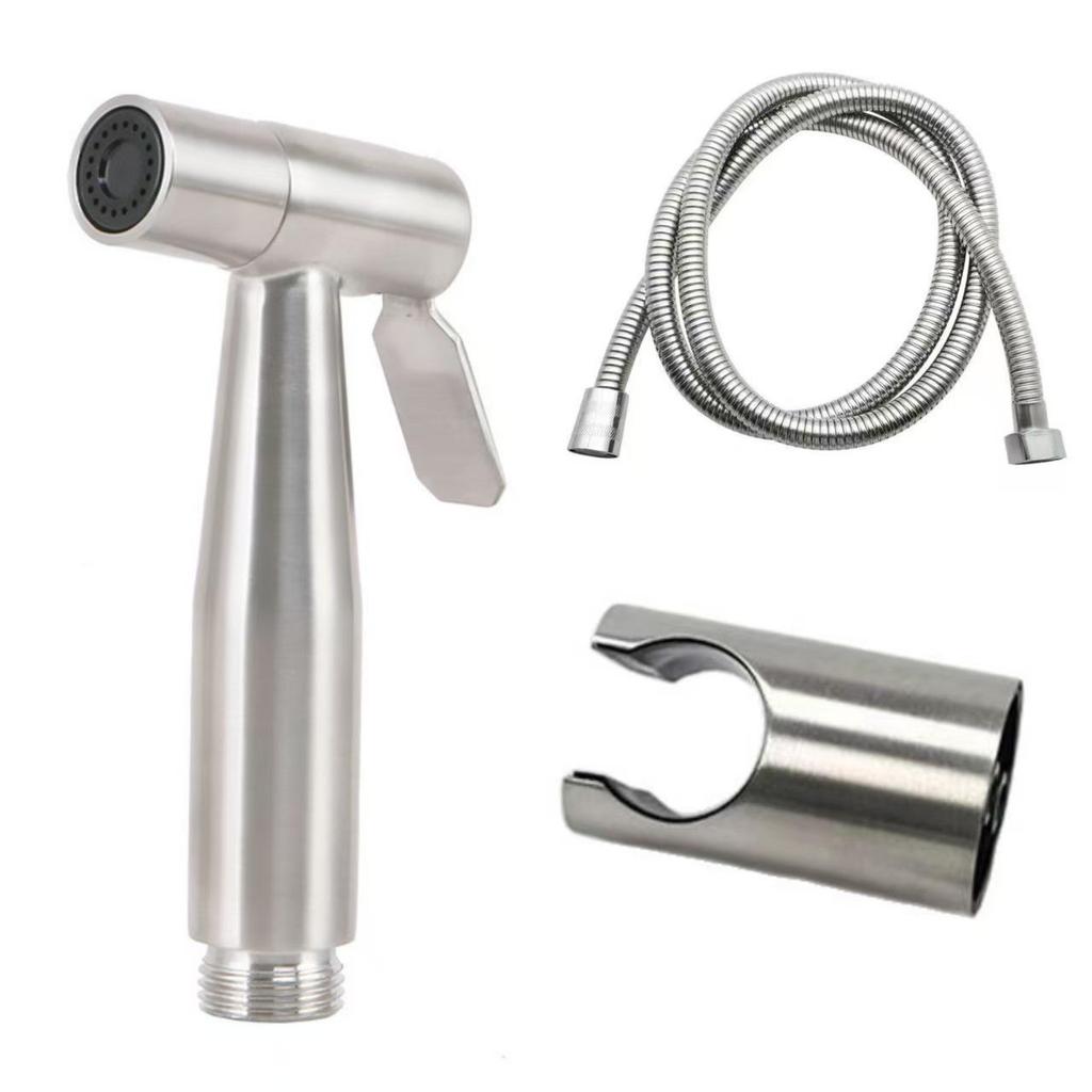 Stainless Steel Toilet Spray Gun Set with Pressurized Flush and Diverter