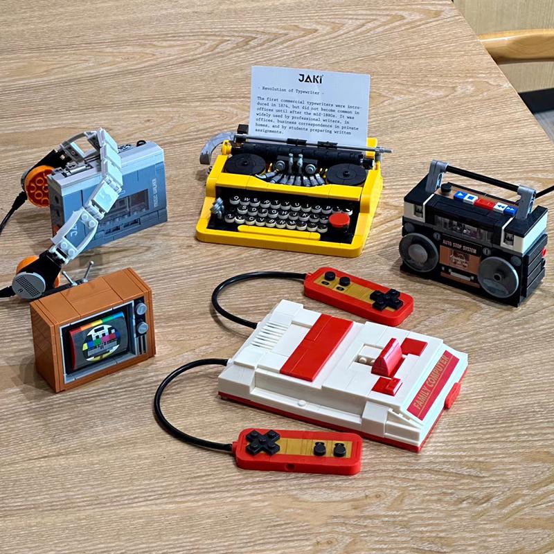 Ретро Цветной Телевизор Компьютер Музыка Walkman Игровая Консоль Радио Пишущая Машинка 3D Модель Мини Блоки Кирпичи Строительная Игрушка Без Коробки