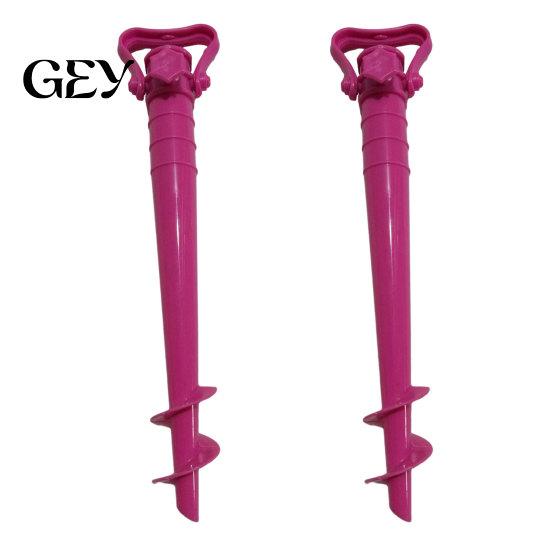 Plastic Umbrella Spike 2Pcs Sun Base with Ground Stake, Screw-in Beach Triangular Handle Stake Holder, Windproof Spiral Stand for Outdoor Yard Garden
