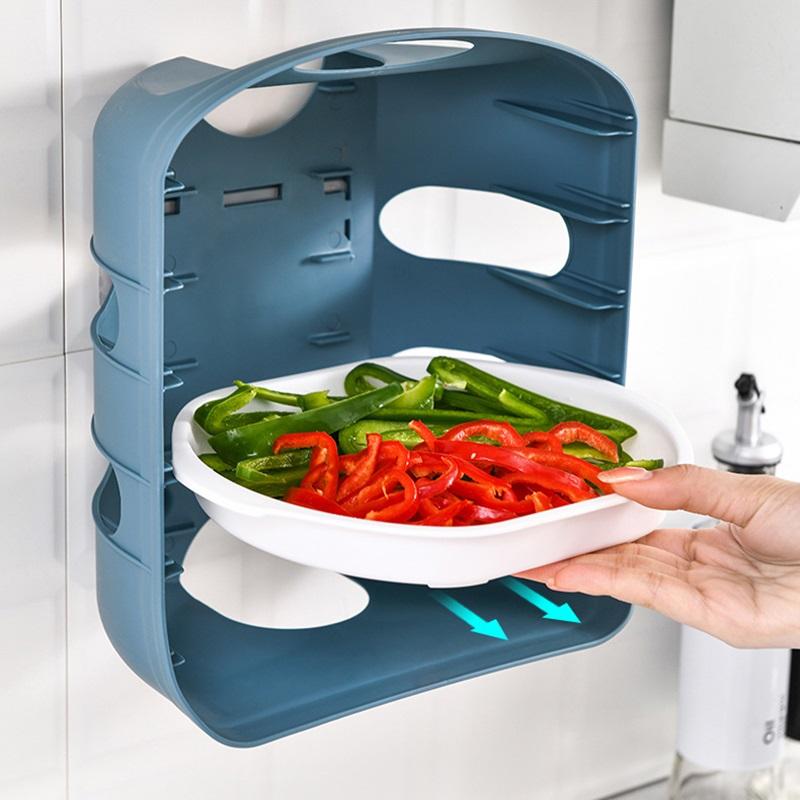 Перфорированная настенная кухонная полка для хранения, поднос для посуды с горячей кастрюлей, поднос для посуды в Корейском стиле, кухонные принадлежности