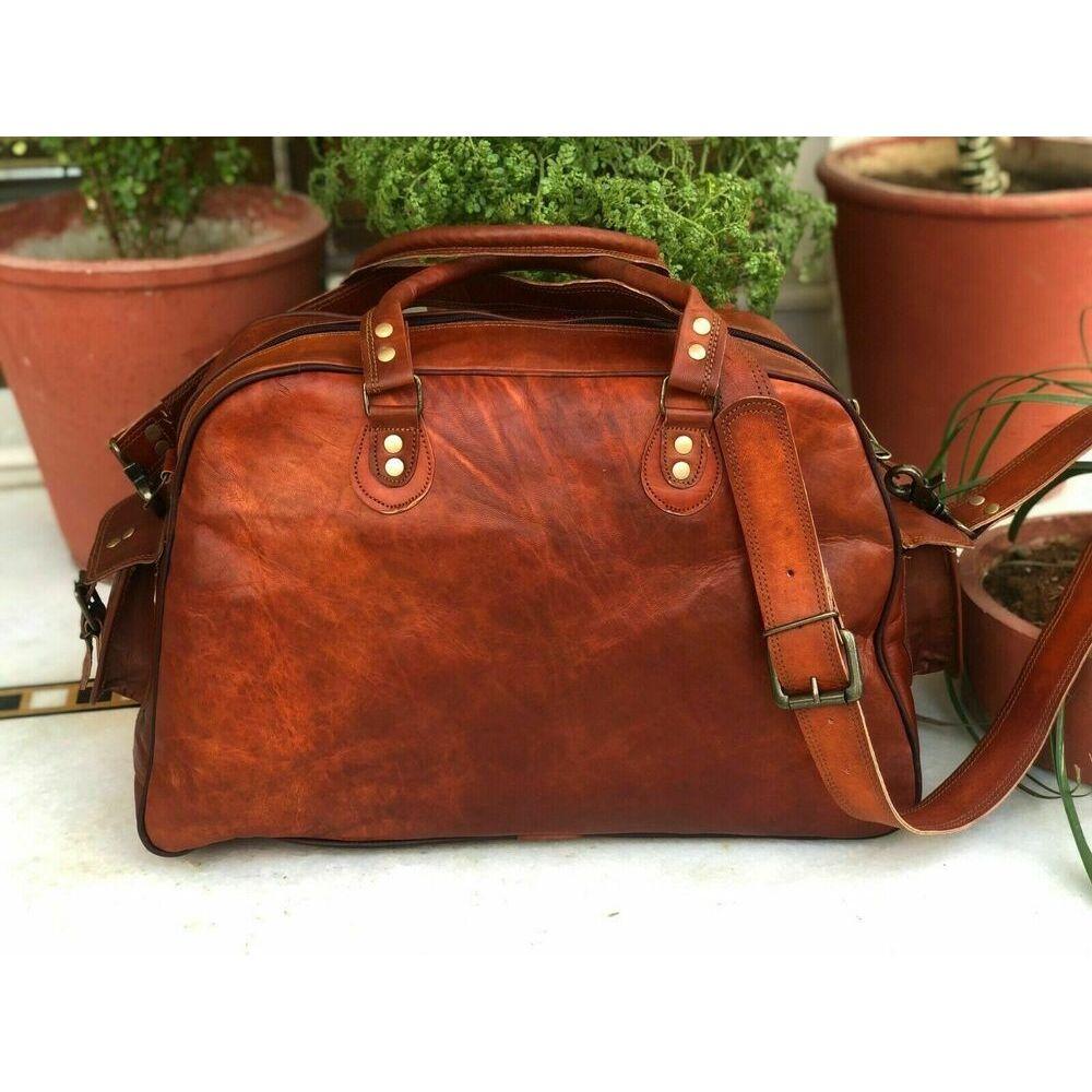 Мужская большая коричневая дорожная новая дорожная сумка из козьей кожи, спортивная сумка для ночных выходных и выходных