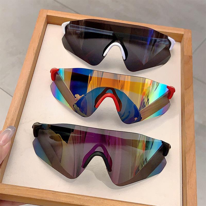 Oversized Sports Sunglasses Men Punk Mirror Lens Wrapped Round Anti UV Glasses for Outdoor Riding Skiing Trendy Shades