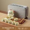Home office stone grinding teapot premium lazy tea set light luxury Ru kiln retro wind flower automatic tea set