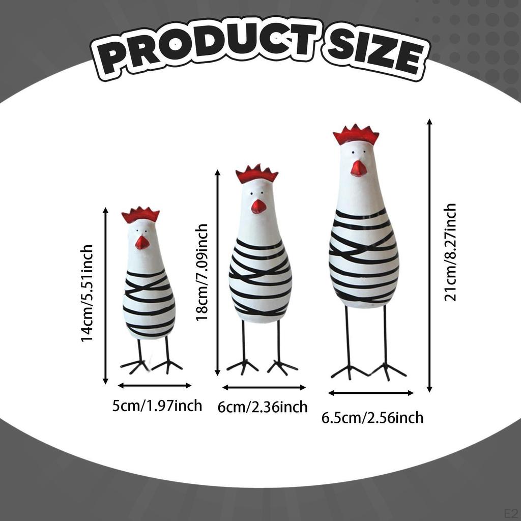 Набор из 3 шт. Декоративные статуэтки цыплят, Деревянные скульптуры животных, Фигурки для настольного декора гостиной