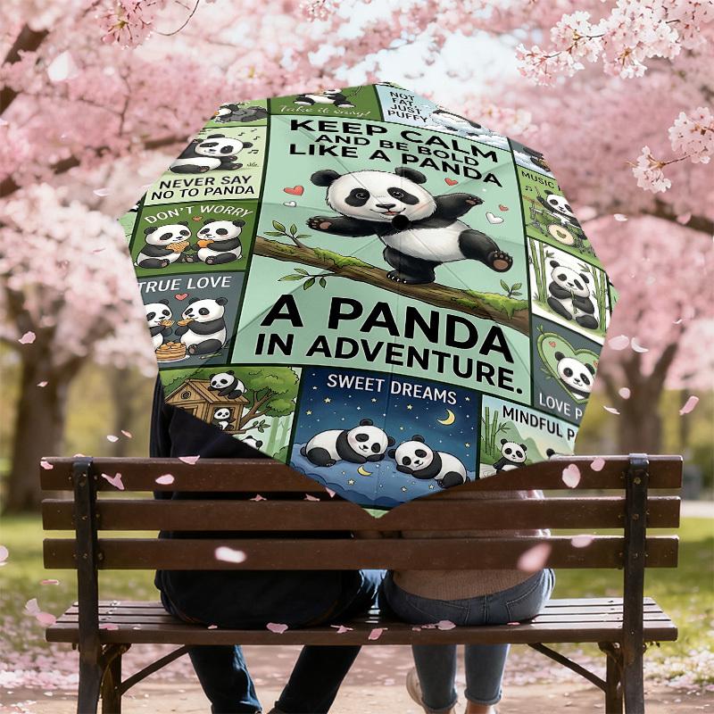 1PC Panda Adventure Umbrella-8-Rib Reinforced Portable Folding Travel Suitable for All Seasons Outdoor Daily Use Is an Ideal Choice -K0362