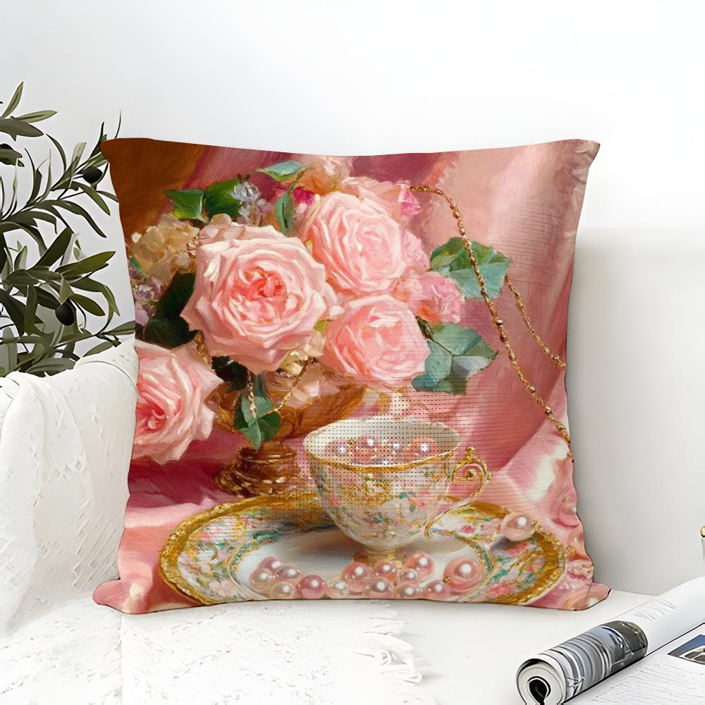 Classic Reto Oil Painting Girl  Pillow Case linen pillow case sofa home decor cushion cover cushion cove