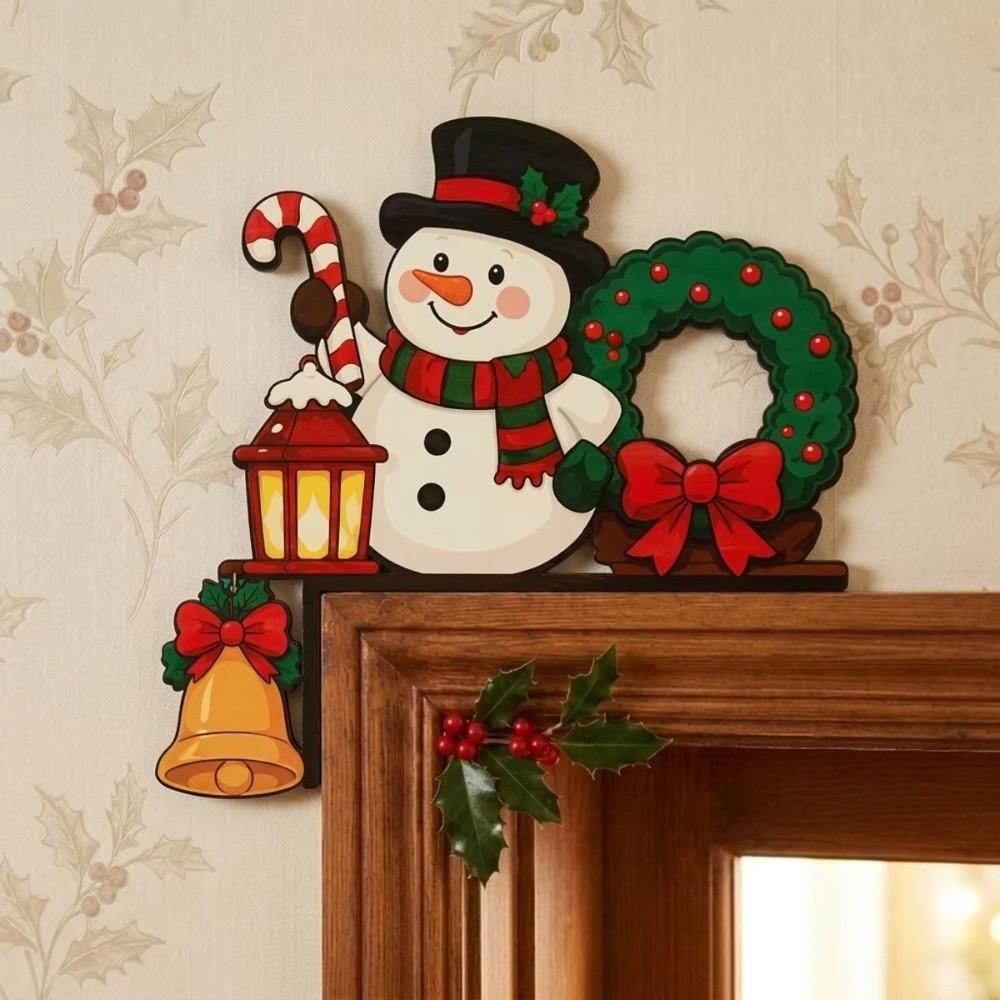 Santa Claus Christmas Door Ornament Wooden Frame Christmas Decoration Home Wall