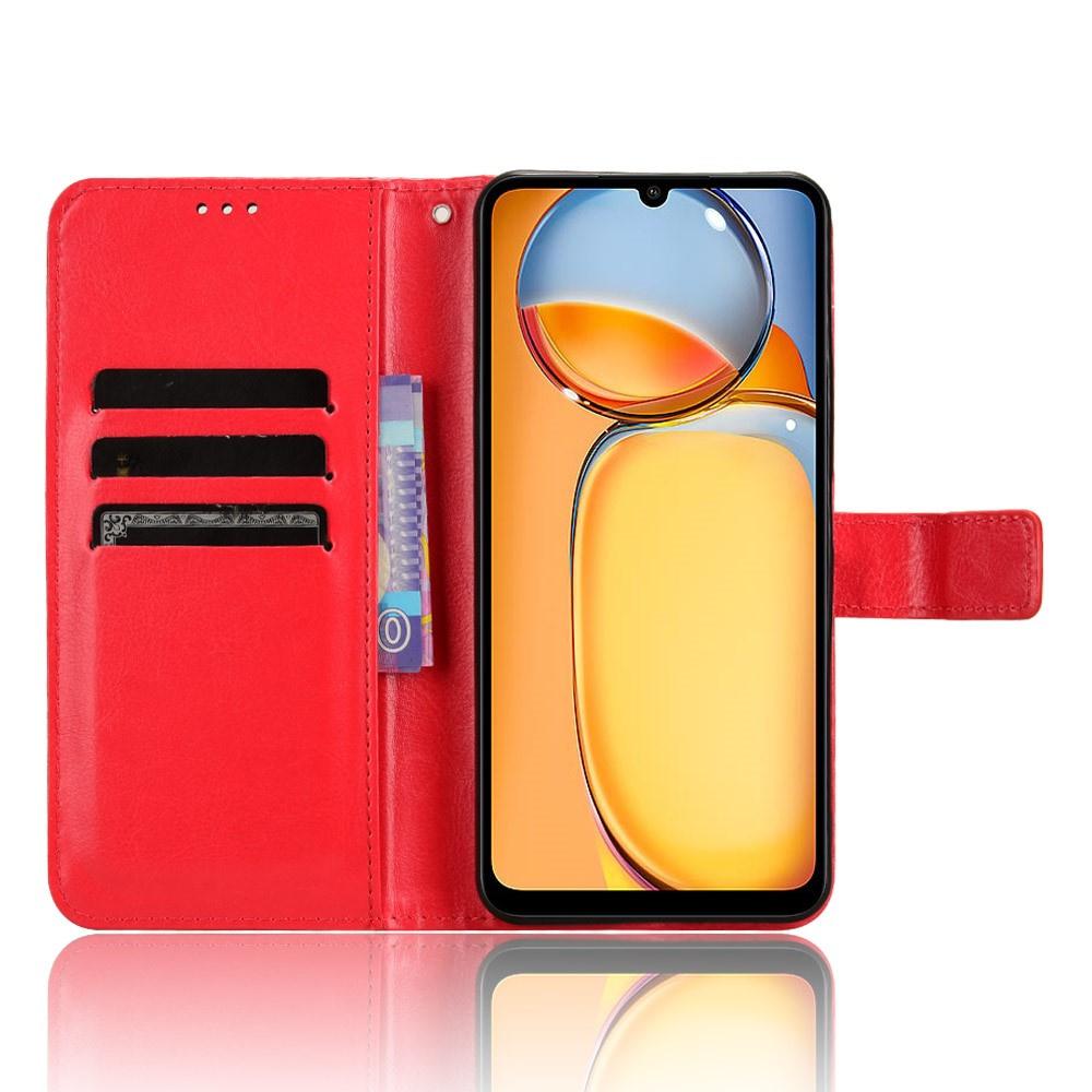 Flip Case for Xiaomi Redmi 13C / Poco C65, Crazy Horse Wallet, Red