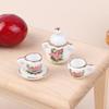 1Set 1:12 Dollhouse Miniature Porcelain Ceramic Tea Cup Set Tableware Kitchen Dollhouse Teapot Diy Toys