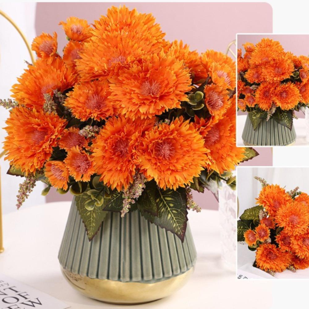 1 букет искусственных цветов, шелковые имитации хризантем, букет подсолнухов, настольное офисное украшение для дома, сделай сам, ручная работа, держащие цветы, сделай сам, садовое ремесло