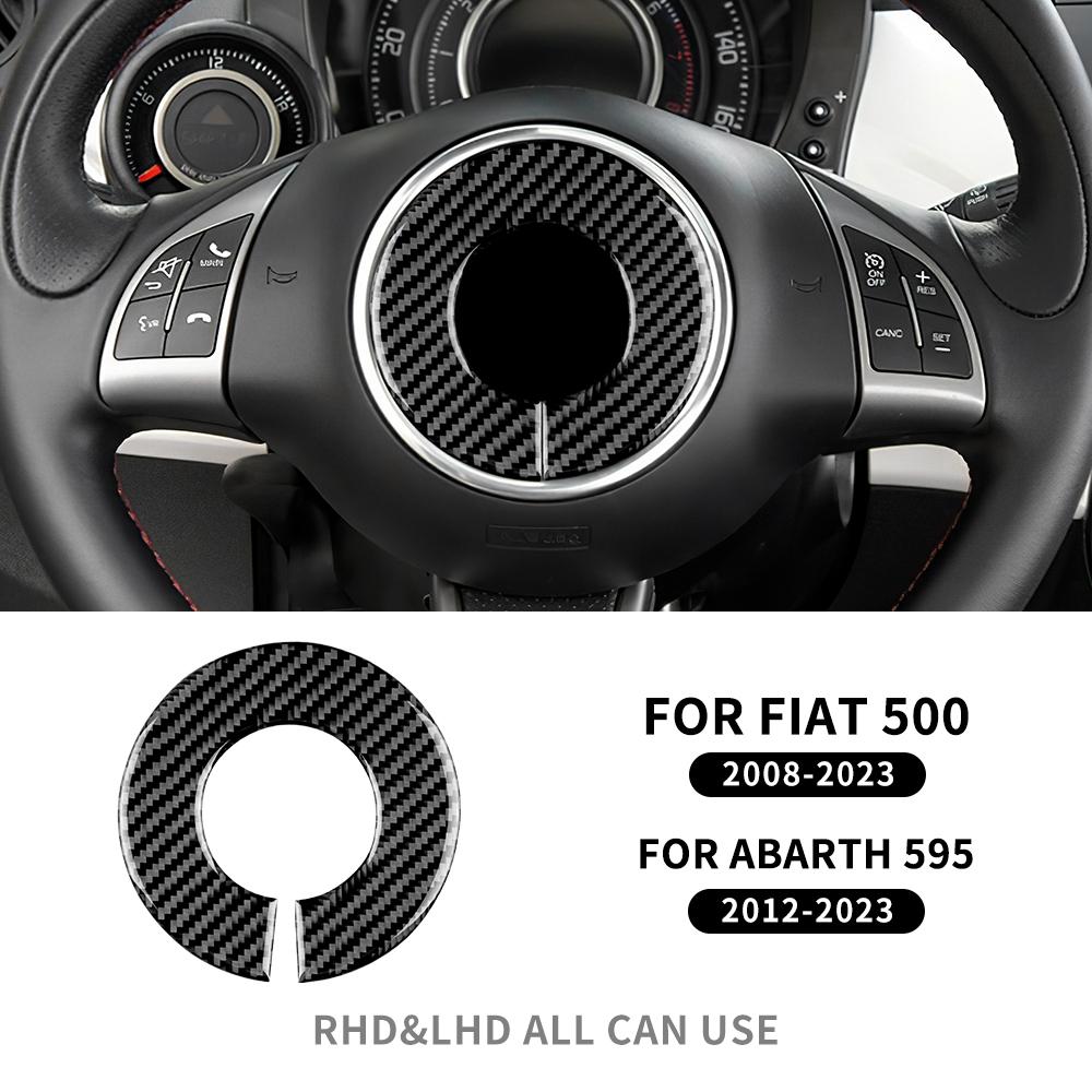 Real Soft Carbon Fiber Sticker For Fiat 500 Abarth 595 2012 2013 2014 2015 2016 2017 2018 2019 2020 2025 2025 2025 Car Steering