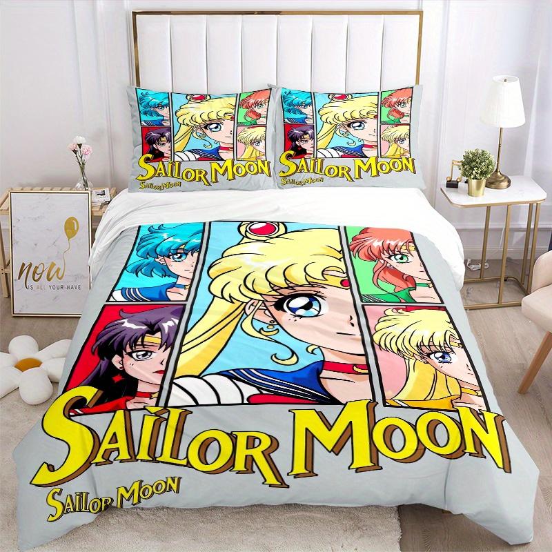 3pcs Sailor Moon Printed Quilt Set - Soft and Comfortable Quilt Cover for Bedroom, Guest Room and Dormitory Decorative Bedding Set 1 Duvet Cover + 2 P
