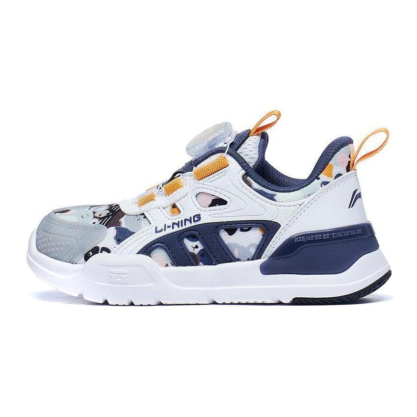 Li Ning Childrens Shield Comfortable Casual Non-Slip Wear-Resistant Casual Shoes Kids Sneakers White Blue YKNT076-5