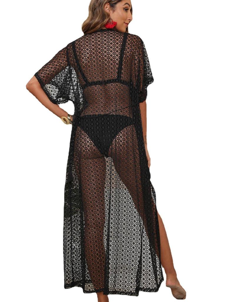 Женская пляжная блузка, женская сексуальная кружевная перспективная бретелька, длинный солнцезащитный кардиган, удобная женская одежда