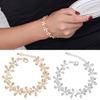 Women Rhinestone Inlaid Flower Snowflake Elegant Wedding Bridal Bracelet Gift