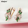 SIMJOO Rose Gold Fashion Sweet Fresh Floral Green Zircon Earrings for Ladies