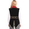 Womens Circus Ringmaster Costume Velvet Sleeveless Tailcoat Lapel Design Halloween Cosplay
