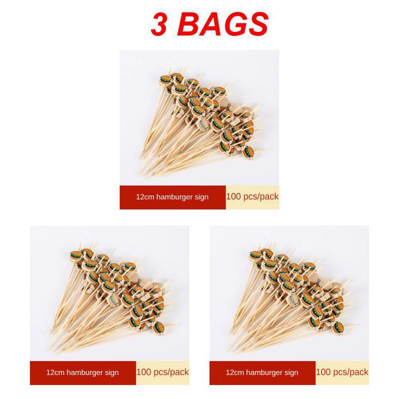 Украшение для гамбургера бамбуковая палочка одноразовая фруктовая палочка шпажки для закусок фуршетная вечеринка бамбуковые палочки для еды декор для сэндвичей